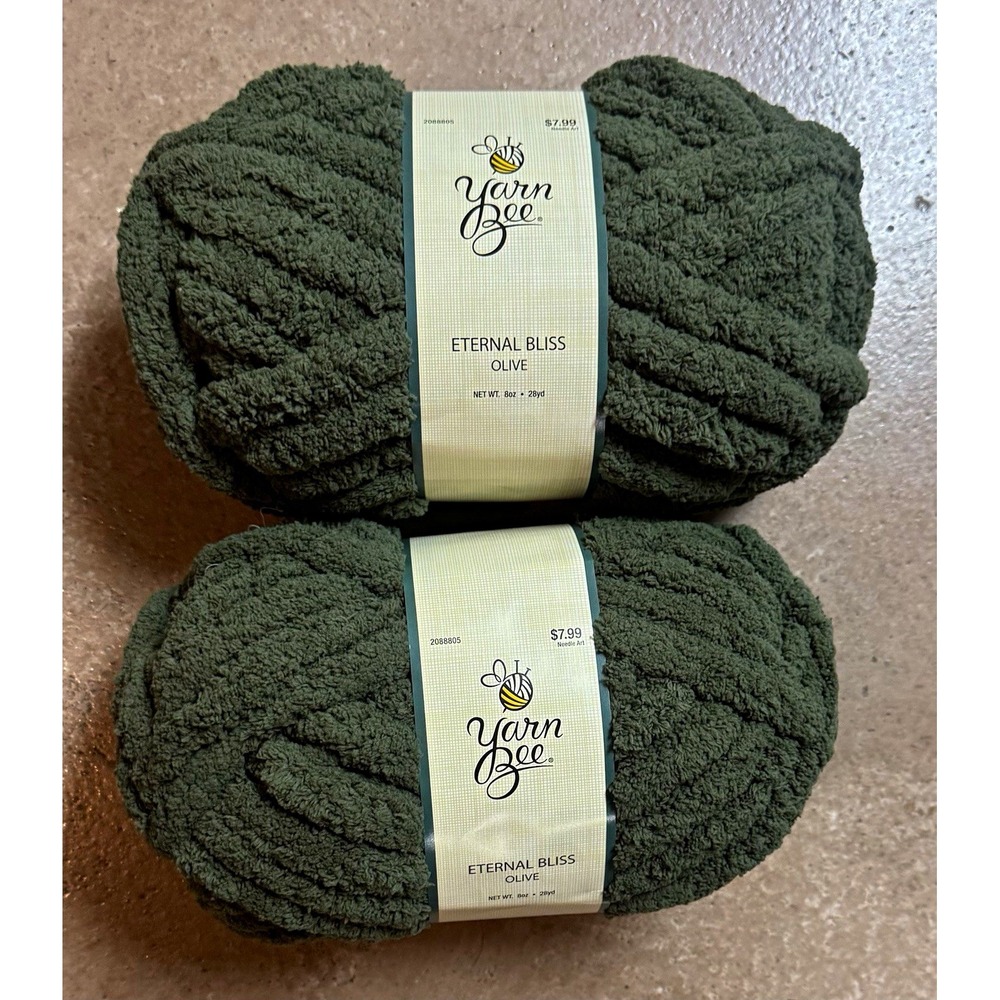 Yarn Bee Eternal Bliss Chunky Yarn Olive Green 2 Skeins 8 oz Each Jumbo